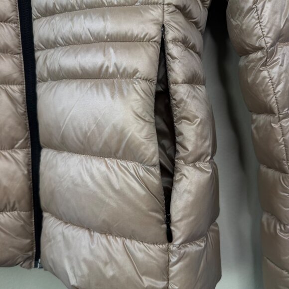 BCBG MAXAZRIA Champagne Puffer Jacket Womens S Hooded Packable Down BCBGMAXAZRIA - Picture 6 of 12